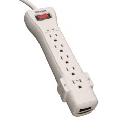 Tripp Lite Surge Protector Power Strip 120V 7 Outlet RJ11 15&#39;&#39; Cord 2520 Joules - 7 x NEMA 5-15R - 1800 VA - 2520 J - 120 V AC Input - 120 V AC Output SUPER7TEL15