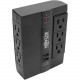 Tripp Lite Surge Protector Direct Plug-In 6 Outlet 3 Rotatable Outlets, 2 USB Charging Ports - 6 x NEMA 5-15R, 2 x USB - 1200 J - 120 V AC Input - TAA Compliance SWIVEL6USB