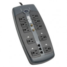 Tripp Lite Surge Protector 120V 10 Outlet RJ11 Coax 8&#39;&#39; Cord 3345 Joule - Receptacles: 8 x NEMA 5-15R - 3345J TLP1008TELTV