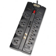 Tripp Lite Surge Protector 120V 12 Outlet RJ11 RJ45 Coax 8&#39;&#39; Crd 2880 Joule - 12 x NEMA 5-15R - 1800 VA - 2880 J - 120 V AC Input - Cable Modem/DSL/Fax/Phone, Coaxial Cable Line, Ethernet, Telecommunication - RoHS Compliance TLP1208SAT