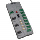 Tripp Lite Eco Surge Protector Green 120V RJ11 RJ45 Coax 12 Outlet 10&#39;&#39; Cord - 12 x NEMA 5-15R - 1800 VA - 3600 J - 120 V AC Input - Phone/DSL, Coaxial Cable Line - Design for the Environment (DfE) Compliance TLP1210SATG