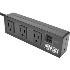 Tripp Lite 3-Outlet Surge Protector Power Strip Clamp w/ 2-Port USB Charging - 3 x NEMA 5-15R, 2 x USB - 510 J - 120 V AC Input - 120 V AC, 5 V DC Output TLP310USBC