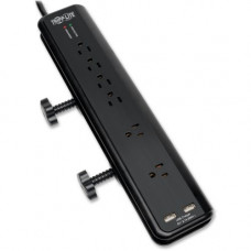 Tripp Lite Surge Protector Power Strip Desk Mount 120V USB 6 Outlet 6&#39;&#39; Cord - 6 x NEMA 5-15R - 1875 VA - 2100 J - 120 V AC Input - 5 V DC Output - RoHS, TAA Compliance TLP606DMUSB