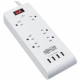 Tripp Lite TLP64USBRA15 6-Outlet Surge Suppressor/Protector - 6 x NEMA 5-15R, 4 x USB - 1800 VA - 900 J - 120 V AC Input TLP64USBRA15