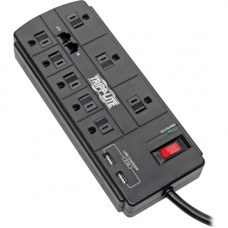 Tripp Lite Protect It! TLP88TUSBB 8-Outlet Surge Suppressor/Protector - 8 x NEMA 5-15R, 2 x USB - 1875 VA - 1200 J - 120 V AC Input - Fax/Modem/Phone TLP88TUSBB