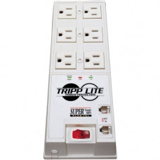 Tripp Lite Surge Protector Power Strip 6 Outlet 6&#39;&#39; Cord 3040 Joules Tel/DSL Auto Shut Off - Receptacles: 6 x NEMA 5-15R - 3040J TR-6FM