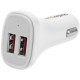 Startech.Com Dual Port USB Car Charger - White - High Power 24W/4.8A - 2 port USB Car Charger - Charge two tablets at once - 24 W Output Power - 12 V DC, 24 V DC Input Voltage - 5 V DC Output Voltage - 4.80 A Output Current USB2PCARWHS