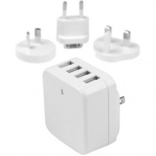 Startech.Com Travel USB Wall Charger - 4 Port - White - Universal Travel Adapter - International Power Adapter - USB Charger - 120 V AC, 230 V AC Input - 5 V DC/6.80 A Output USB4PACWH