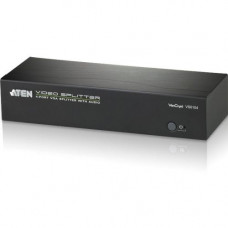 ATEN 4-Port VGA Splitter with Audio - 450 MHz to 450 MHz - Audio Line In - Audio Line Out - Serial Port - VGA In - VGA Out - RoHS, WEEE Compliance VS0104