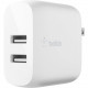 Belkin BOOST&uarr;CHARGE Dual USB-A Wall Charger 24W - 4.80 A Output WCB002DQWH