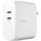 Belkin BOOST&uarr;CHARGE Dual USB-C PD GaN Wall Charger 68W - USB - For Smartphone, Tablet PC, iPhone, Smartphone WCH003DQWH