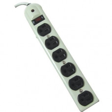 Weltron 6 Outlet Metal Surge Protector w/ 6ft Cord - 6 Receptacle(s) - 1875 VA - 750 J - 125 V AC Input - 125 V AC Output WSP-600F