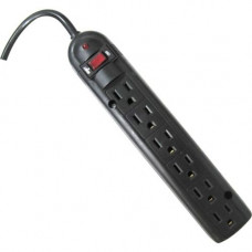 Weltron 6 Outlet Black Plastic Surge Protector w/ 20ft Cord - 6 x AC Power - 1875 VA - 750 J - 125 V AC Input - 125 V AC Output WSP-600PLF-20BK