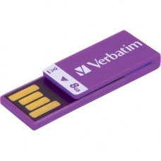 Verbatim 8GB Clip-It USB Flash Drive - Violet - 8 GB - Violet - 1 Pack 43937