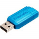 Verbatim 16GB PinStripe USB Flash Drive - Carribean Blue - 16 GB - USB 2.0 - Caribbean Blue - 1/Pack - Password Protection, Retractable 49068
