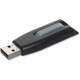 Verbatim 256GB Store &#39;&#39;n&#39;&#39; Go V3 USB 3.0 Flash Drive - Gray - 256GB - Gray - 1pk - TAA Compliance 49168