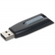 Verbatim 64GB Store &#39;&#39;n&#39;&#39; Go V3 USB 3.0 Flash Drive - Gray - 64 GB - Black, Gray - 1pk" - TAA Compliance 49174