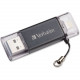 Verbatim Store &#39;&#39;n&#39;&#39; Go Dual USB 3.0 Flash Drive - 16 GB - USB 3.0, Lightning - Graphite - 1/Each 49304