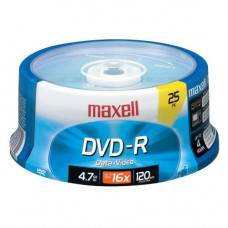 Maxell DVD Recordable Media - DVD-R - 16x - 4.70 GB - 25 Pack Spindle - 120mm - 2 Hour Maximum Recording Time - TAA Compliance 638010
