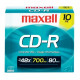 Maxell CD Recordable Media - CD-R - 40x - 700 MB - 10 Pack Slim Jewel Case - 120mm - 1.33 Hour Maximum Recording Time - TAA Compliance 648210