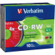 Verbatim CD-RW 700MB 2X-4X DataLifePlus with Color Branded Surface and Matching Case - 10pk Slim Case, Assorted - 120mm - 1.33 Hour Maximum Recording Time - TAA Compliance 94325