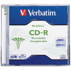 Verbatim MediDisc CD-R 700MB 52X Thermal Printable Branded Surface - 1pk Jewel Case - TAA Compliance 94736