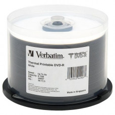 Verbatim MediDisc DVD-R 4.7GB 8X White Thermal Printable with Branded Hub - 50pk Spindle - Thermal Printable 94907