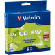 Verbatim CD-RW 700MB 4X-12X High Speed with Branded Surface - 5pk Slim Case - TAA Compliance 95157