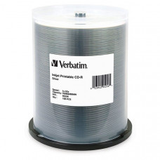 Verbatim CD-R 80 Minute (700 MB) (52x) Inkjet Printable, Silver (100 Ea/Pkg) - TAA Compliance 95256