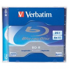 Verbatim Blu-Ray (BD-R) Write-Once (25 GB) (6X) Branded with Jewel Case (1 Ea/Pkg) - TAA Compliance 96910