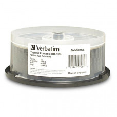 Verbatim Blu-Ray Dual Layer (BD-R DL) (50 GB) (6X) DataLifePlus White Hub Thermal Printable (Pkg=25/Spindle) - TAA Compliance 97284