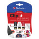 Verbatim 8GB Clip-it USB Flash Drive 3-Pack - Black, White, Red - TAA Compliance 98674
