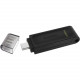 Kingston DataTraveler 70 USB-C Flash Drive - 128 GB - USB 3.2 (Gen 1) Type C - Black - Lifetime Warranty DT70/128GB