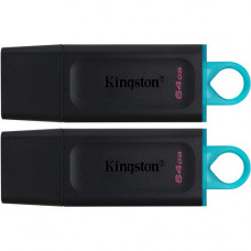 Kingston DataTraveler Exodia 64GB USB 3.2 (Gen 1) Flash Drive - 64 GB - USB 3.2 (Gen 1) - Black, Teal - 5 Year Warranty - 2 Pack - TAA Compliance DTX/64GB-2P