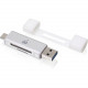 IOGEAR USB-C Duo Mobile Device Card Reader/Writer - 2-in-1 - SD, SDHC, SDXC, microSD, microSDHC, microSDXC, MultiMediaCard (MMC), Reduced Size MultiMediaCard (MMC) - USB Type C, USB Type AExternal - 1 Pack GFR3C12
