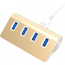 Sabrent 4 Port Aluminum USB 3.0 Hub (30" cable) | Gold - USB - External - 4 USB Port(s) - 4 USB 3.0 Port(s) - PC, Mac, Linux HB-MC3G-PK40