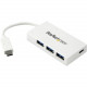 Startech.Com 4 Port USB C Hub with 1x USB-C & 3x USB-A (SuperSpeed 5Gbps) - USB Bus Powered - Portable/Laptop USB 3.0 Type-C Hub - White - Portable 4 Port USB-C hub - USB Type-C laptop to 3 USB-A/1 USB-C - SuperSpeed 5Gbps (USB 3.0/USB 3.1/3.2 Gen 1) 