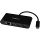 Startech.Com 3 Port USB C Hub with Gigabit Ethernet and Power Delivery - USB-C to 3x USB-A - USB 3.0 Hub - USB Port Expander - USB Type C - External - 3 USB Port(s) - 3 USB 3.0 Port(s) - Mac, PC, Linux HB30C3AGEPD