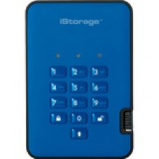 iStorage diskAshur2 128 GB Solid State Drive - External - Portable - TAA Compliant - USB 3.1 - Ocean Blue - 256-bit Encryption Standard IS-DA2-256-SSD-128-BE