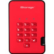 iStorage diskAshur2 128 GB Solid State Drive - External - Portable - Fiery Red - TAA Compliant - USB 3.1 - 256-bit Encryption Standard - 3 Year Warranty IS-DA2-256-SSD-128-R