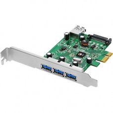 SIIG 3-port PCI Express USB Adapter - PCI Express 2.1 - Plug-in Card - 4 USB Port(s) - 1 SATA Port(s) - 4 USB 3.0 Port(s) - RoHS Compliance JU-P40212-S1