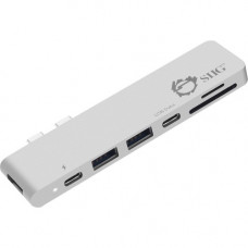 SIIG Thunderbolt 3 USB-C Hub HDMI with Card Reader & PD Adapter - Silver - SD, SDHC, SDXC, microSD, microSDHC, microSDXC, TransFlash, MultiMediaCard (MMC) - USB Type CExternal JU-TB0412-S1