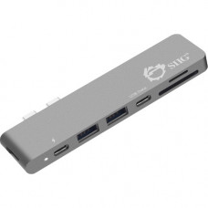 SIIG Thunderbolt 3 USB-C Hub HDMI with Card Reader & PD Adapter - Space Gray - SD, SDHC, SDXC, microSD, microSDHC, microSDXC, TransFlash, MultiMediaCard (MMC) - USB Type CExternal JU-TB0512-S1