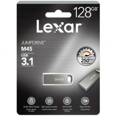 Lexar JumpDrive M45 USB 3.1 Flash Drive, 128GB, Silver, LJDM45-128ABSLNA - 128 GB - USB 3.1 - Silver - 256-bit AES - 5 Year Warranty LJDM45-128ABSLNA