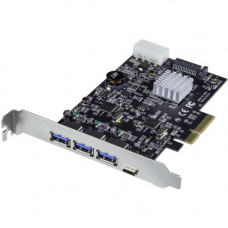Startech.Com 4 Port USB 3.1 PCIe Card - 3x USB-A and 1x USB-C - 2x Dedicated Channels - USB C PCIe Card - PCIe to USB 3.1 - USB 3.1 Type C PCIe Card - Add three USB-A ports and one USB-C port via two host controllers through a standard PCI Express slot - 