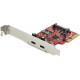 Startech.Com PCIe USB 3.1 Card - 2x USB C 3.1 Gen 2 10Gbps - PCIe Gen 3 x4 - ASM3142 Chipset - USB Type C PCI Express Card (PEXUSB312C3) - By adding 10Gbps USB-C ports to your computer you can harness the speed of USB 3.1 Gen 2 - The card is backward comp