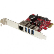 Startech.Com 3 Port PCI Express USB 3.0 Card + Gigabit Ethernet - PCI Express 2.0 - Plug-in Card - 3 USB Port(s) - 1 Network (RJ-45) Port(s) - 3 USB 3.0 Port(s) - PC, Linux - RoHS, TAA Compliance PEXUSB3S3GE