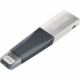 Sandisk 64GB iXpand Mini USB 3.0 Flash Drive - 128 GB - Lightning, USB 3.0 - Black, Metallic Gray SDIX40N-064G-GN6NN