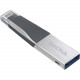 Sandisk 128GB iXpand Mini USB 3.0 Flash Drive - 128 GB - Lightning, USB 3.0 - Metallic Gray, Black SDIX40N-128G-GN6NE