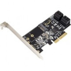 SYBA IO Crest 4 port Non-RAID SATA III 6Gbp/s and M.2 B Key 2242 PCI-e x4 Controller Card - Serial ATA/600 - PCI Express x4 - Plug-in Card - 4 Total SAS Port(s) - 4 SAS Port(s) Internal - PC, Linux SI-PEX40138